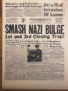 VINTAGE NEWSPAPER HEADLINE ~WORLD WAR 2 BATTLE OF THE BULGE  RETREAT 1944