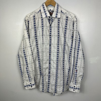 Robert Graham Hemd, geblümtes Paisley, Langarm, Baumwolle, Größe Herren Large