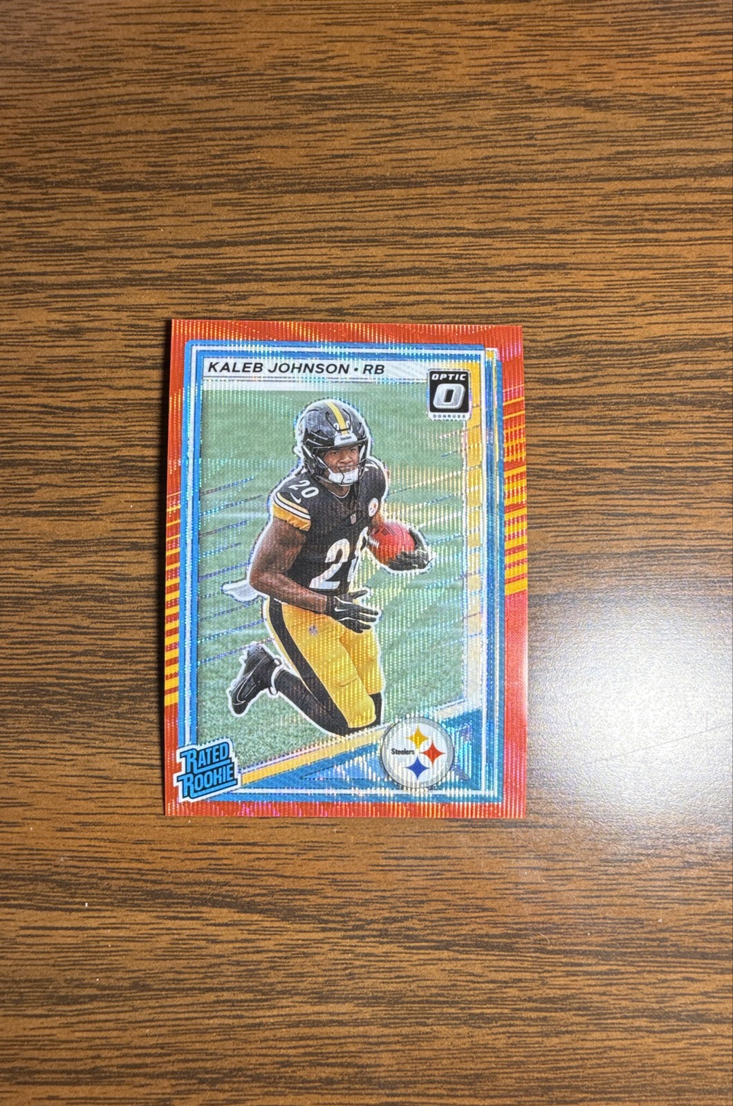 2025 Panini Donruss Rated Rookie Kaleb Johnson #322 Optic Preview Red Wave Prizm