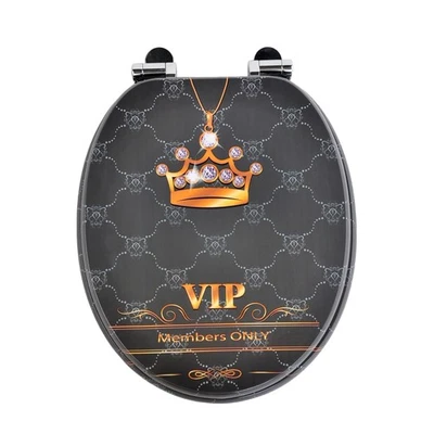 BURAKH 18" Universal Holz WC-Sitz Easy Fit Badezimmer WC Sitz mit Armaturen