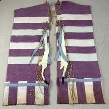 Antique Early 1900s Pair of Native American Wool Leggings Striped Trade Blanket