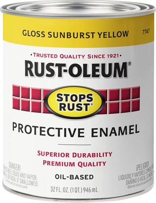 Rust-Oleum Enamel 7747502 Stops Rust Brush On Paint, Quart, Gloss Sunburst 1 Of