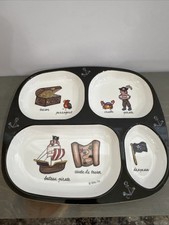 Baby Cie Pirate French Sectioned Tray Plate Pirate Flag Treasure Boat Map Ship
