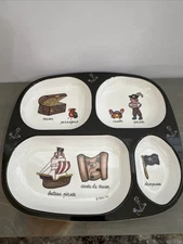 Baby Cie Pirate French Sectioned Tray Plate Pirate Flag Treasure Boat Map Ship