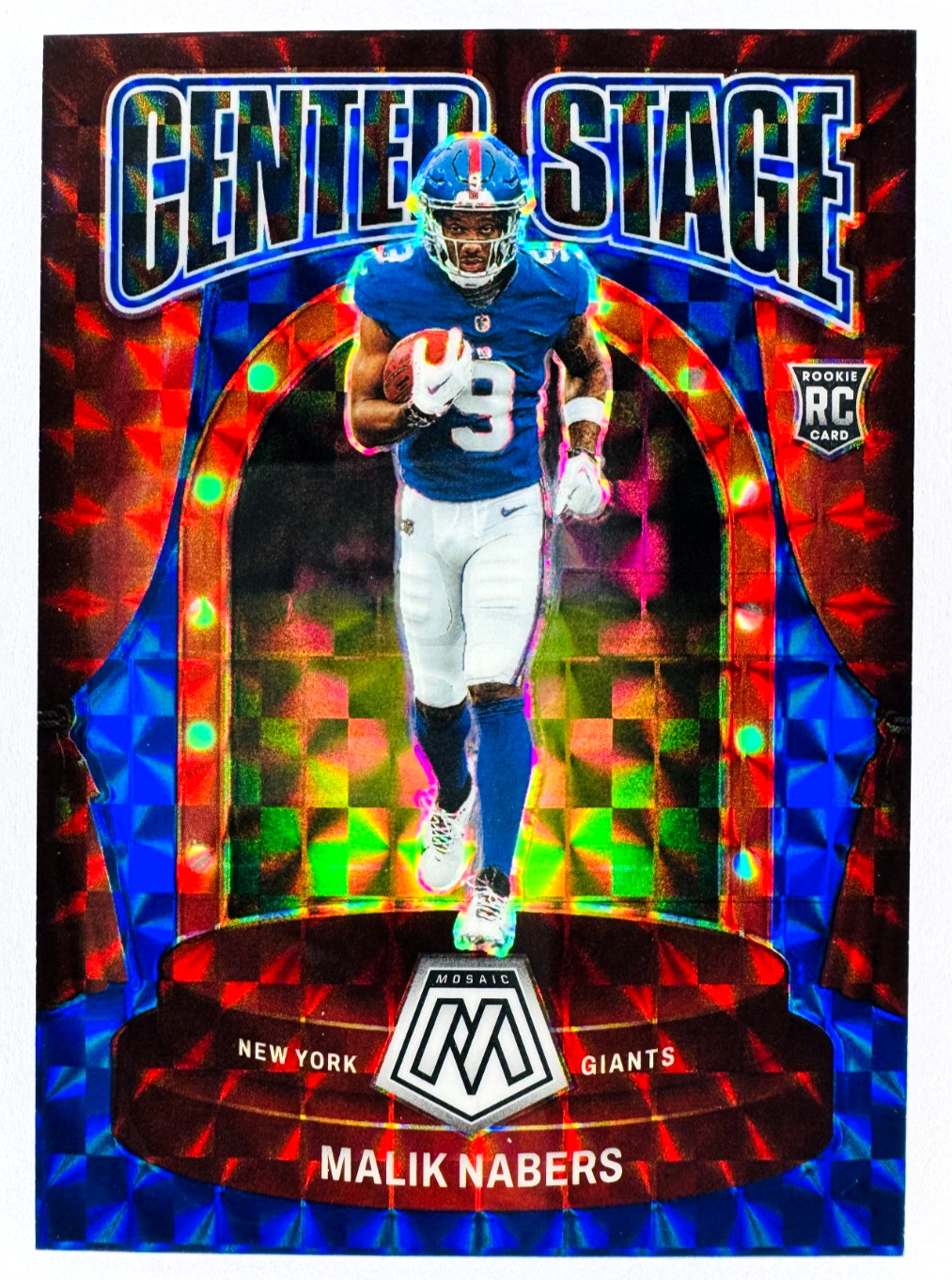 2024 Mosaic MALIK NABERS #3 RC Rookie Center Stage Blue Mosaic #/99 - Giants