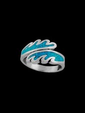 Surfer Wave Ring Sterling Silver Turquoise Accent Beach-Inspired Jewelry