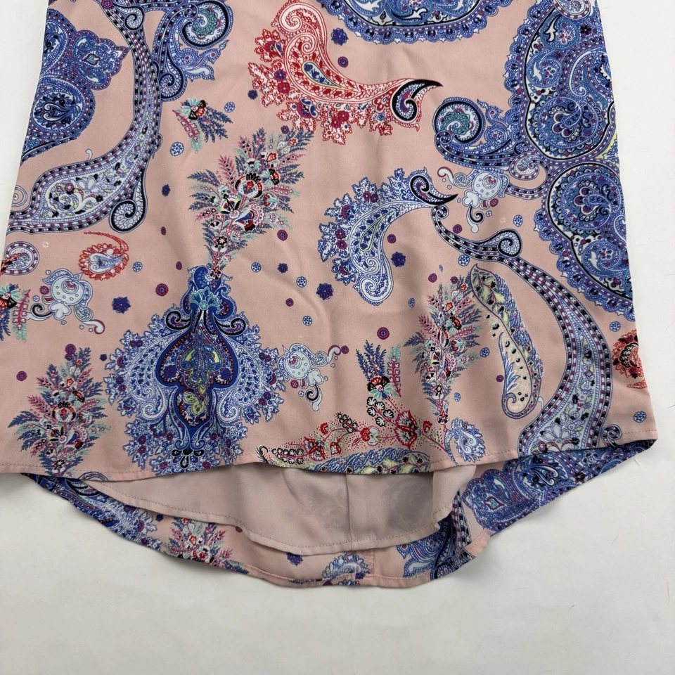 Blusa Express Rosa Azul Paisley Correa Espagueti Tanque Cerradura Trasera Gasa XS Foto 4 de 4