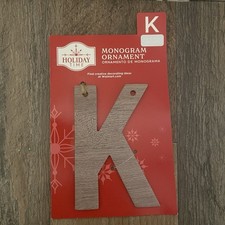 Holiday Time Christmas Ornament Monogram Letter Ornament "k" Faux Wood 4" NEW