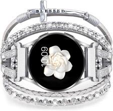 Boho Leather Bracelet for Samsung Galaxy Watch 7/6/5/4 Band 40 44mm Women, 20mm