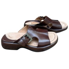 Dansko Women's Size 38 Donna Sandals Brown Leather Casual Buckle Comfort