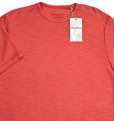 Tommy Bahama Island Zone Paradise Isles Tee Shirt Small Coral Quartz Orange NEW