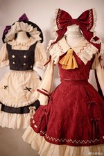 TouHou Project Hakurei Reimu Cosplay Lolita Dress Women Costume Red Maid Outfit