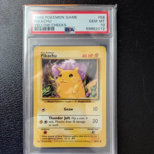 PSA 10 PIKACHU #58 - Yellow Cheeks - Base Set WOTC 1999 Pokemon
