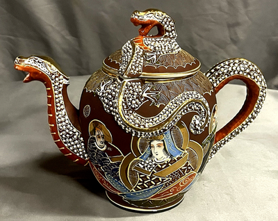 Vintage 24 Pc Satsuma Kutani Moriage Dragonware Tea Set Red & Gold