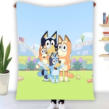 Top Bluey's Happy Family Soft Warm Single-Side Printing Flannel Fleece Blanket