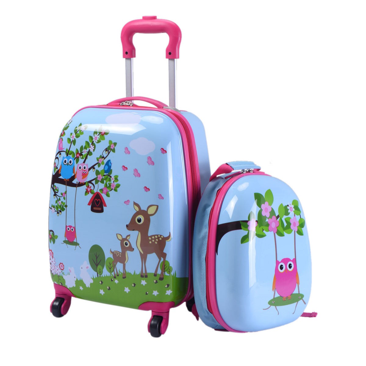 Set Suitcase Backpack School Travel Trolley Abs New