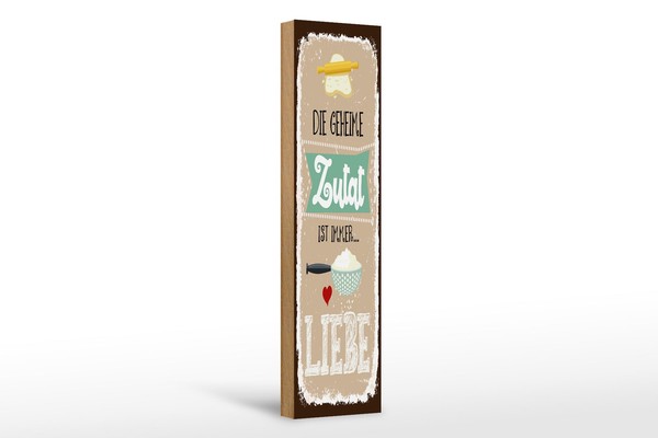 Holzschild Spruch 46X10 Cm Die Geheime Zutat Ist Immer Liebe Deko Schild-image