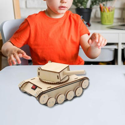 Rotating Turret Wooden Tank Model DIY Wooden Tank Model for Kids Girls Boys