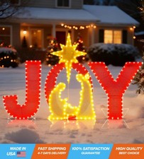 Lighted Nativity Scene  JOY Sign Christmas Outdoor Decorations