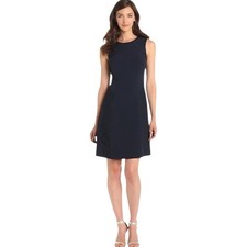 Adrianna Papell Midnight Blue Sleeveless Lace Inset Dress Size 10
