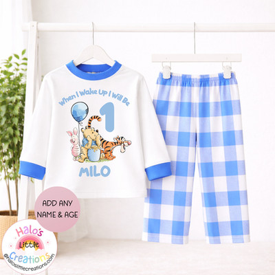 Personalisierter Winnie Puuh Geburtstag Schlafanzug | Wenn ich aufwache Geburtstag Abend Pyjama