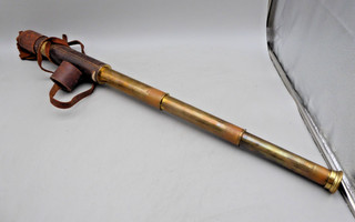 Vintage Brass 3 Draw Telescope Spyglass Broadhurst Clarkson London Leather Case