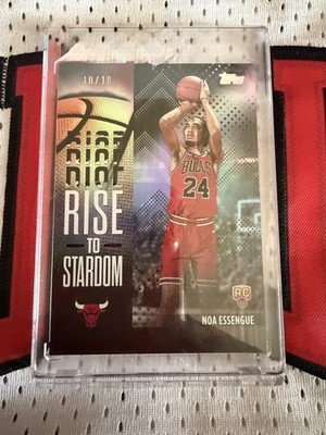 Noa Essengue /10 2025 Topps Rise To Stardom Black Holo Rookie RC Chicago Bulls