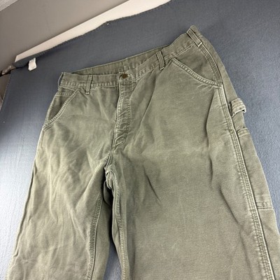 Carhartt Pants Men's 37x34* Green B11 MOS Flannel Lined Canvas Workwear Vintage