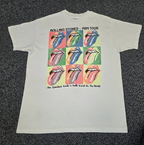 Rolling Stones Shirt Tour Front/Back Worn 1980s vintage concert t-shirt, vintage, single stitch, B+ condition
