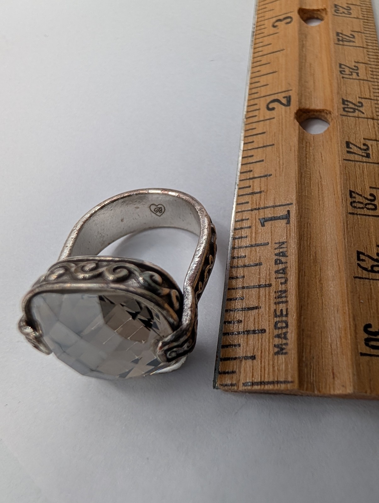 Brighton Silver Tone Scroll Statement Ring Smoky … - image 12