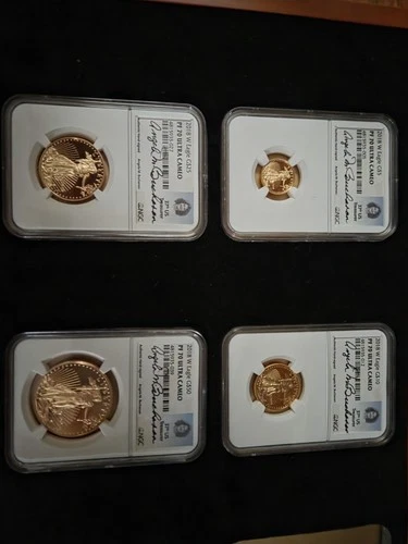 NGC 2018W Angela Buchanan Early Release Gold Eagle Proof Set of 4 PF70 UC