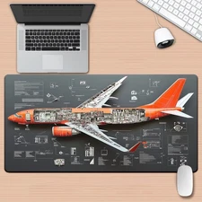 40*90cm1pc Aircraft Design Desk Mat, XXL Non-Slip Rubber Base Computer Mouse Pad