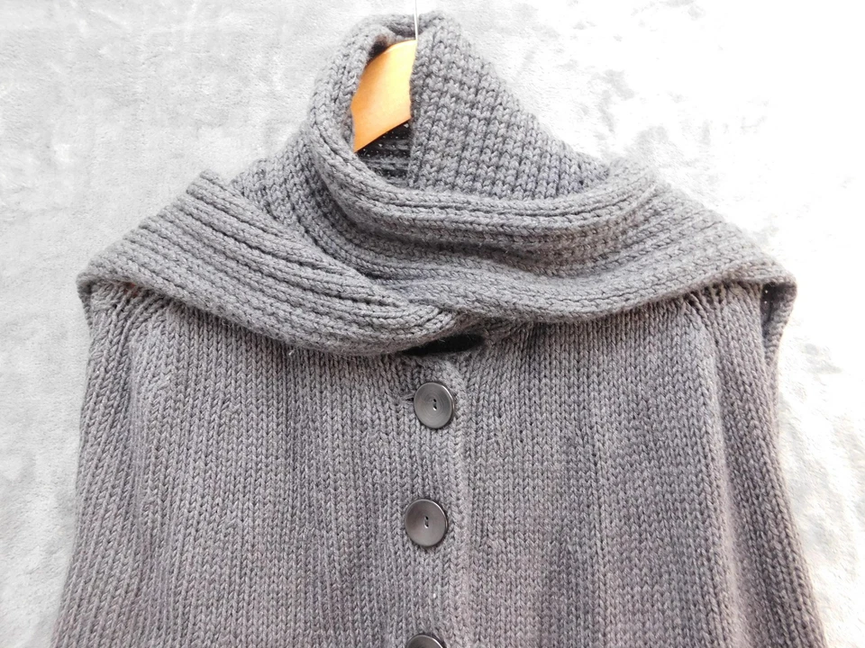 Suéter feminino Banana Republic médio grande lã merino malha cabo xale poncho - Imagem 4 de 4