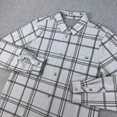Vuori Seaview Plaid Button-Down Shirt Mens L Frost Gray Flannel Long Sleeve NEW