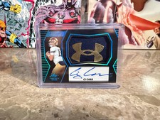 CJ Carr 2026 Leaf Trinity Rookie Auto Mem Black Gold Under Armor Logo Patch 1/1