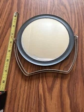 VINTAGE SHAVING MAKE UP MIRROR HANGING OR STANDING TWO SIDED ONE MAGNIFIED