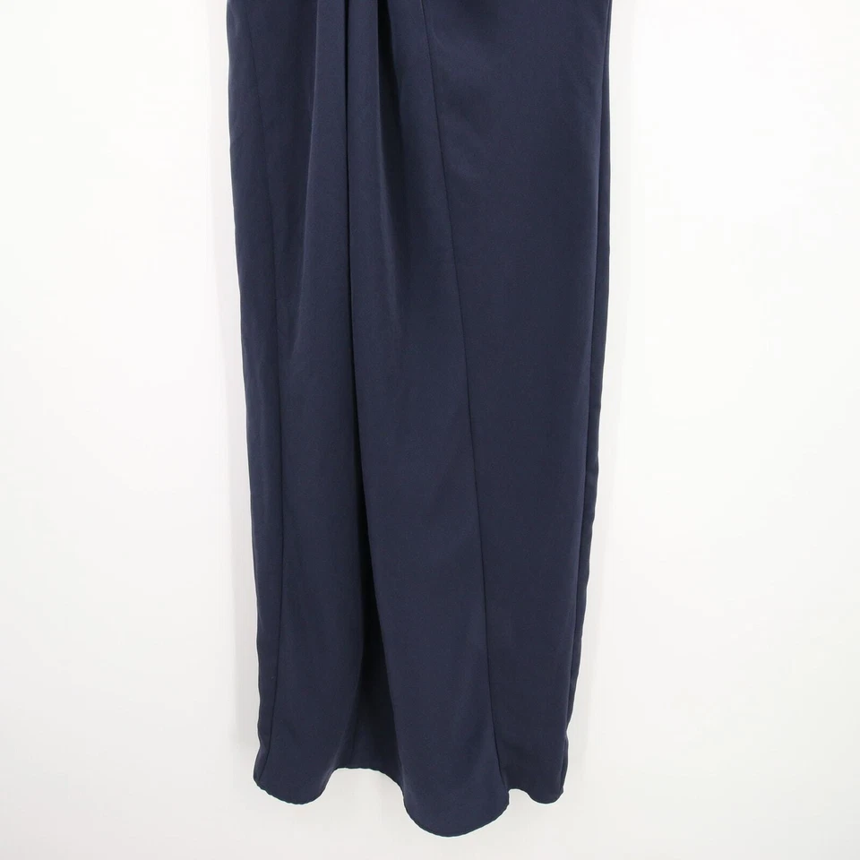 Платье Poleci синее черное натуральная кожа витое миди асимметричный вырез 0 - Изображение 3 из 4