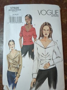 VTG 2000s Vogue Sewing Pattern V7826 Tucked Front Misses Blouse Sz 18,20,22