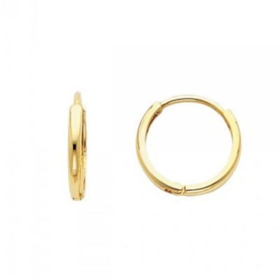 Echt 14K Gelbgold 2 mm einfach klassisch Huggies Manschettenreifen Ohrringe Gold 