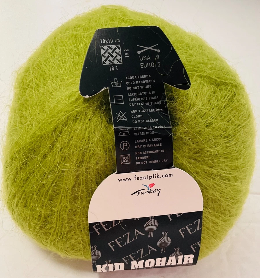 Feza Kid Mohair Yarn Unit of 1 Pistachio Green New Vintage  - Image 3 of 4