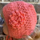 Baby Girl Knit Handmade Hat Bonnet Orange Size 3-4 Months — photo 4