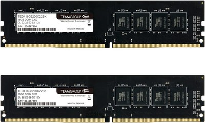 TEAMGROUP Elite DDR4 32GB Kit (2 x 16GB) 3200MHz (PC4-25600) CL22 Unbuffered