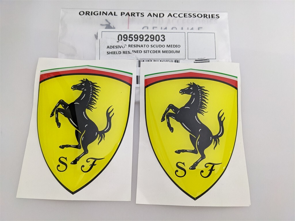 Ferrari Resin Coated Vinyl Shield Sticker Decal Genuine Set