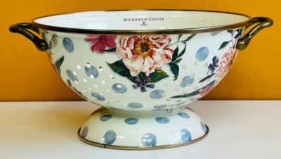 MacKenzie-Childs 89239-386 Wildflowers Blue Large Colander, Hand Glazed. New!
