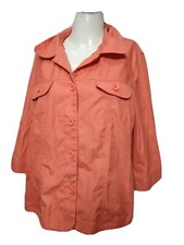 Francisca By Koret Women New Large Orange 3/4 Sleeve Button Down Jacket(#l