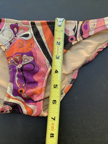 Emilio Pucci Italy Bikini Swim BOTTOMS ONLY Lurex Multicolor Logo Size 40 As Is - Picture 16 of 19