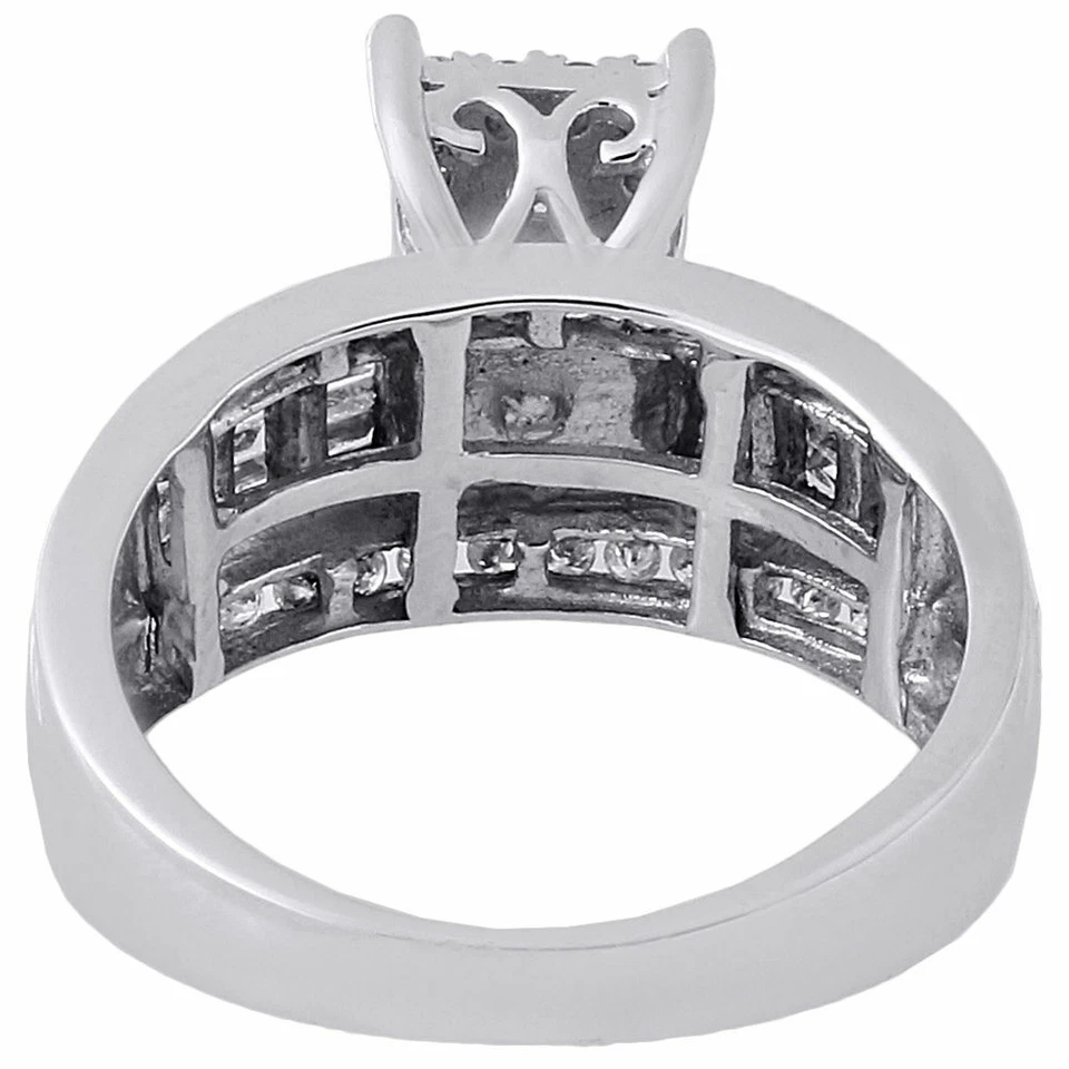 10K White Gold Round & Baguette Genuine Diamond Ladies Engagement Ring 0.90 Ct. - Image 4 of 4