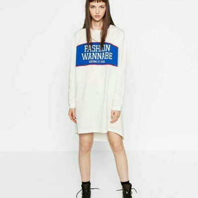 Zara White Fashion Wannabe Graphic T-Shirt Dress, Womens Small | eBay