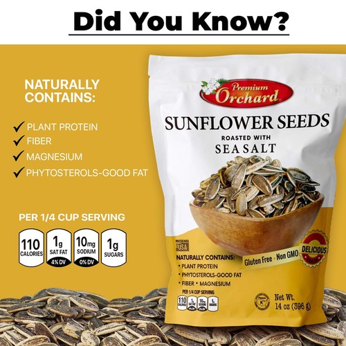 Roasted Sunflower Seeds by Premium Orchard - Original Lightly Salted - Picture 2 of 6