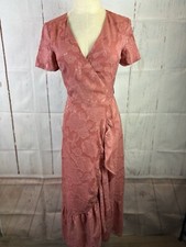 Lulus Pink Women’s Floral Wrap Dress A-line Size XS Short Sleeve